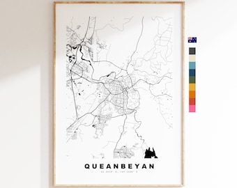 Queanbeyan Map Print - City Map Poster - Map Wall Art - Australia City Maps - Queanbeyan Print - Queanbeyan Poster - Minimalist City Map