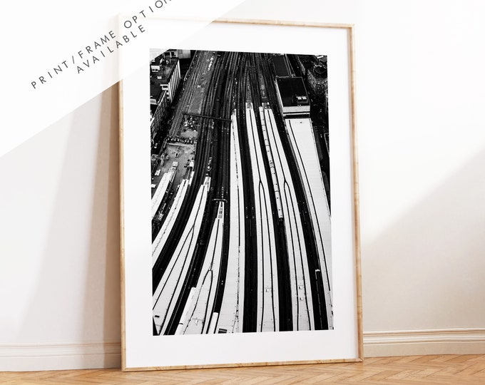 London Bridge - London Photography Print - Fine Art Photography - London Print - Poster - Wall Art - Black and White Train - Train Station
