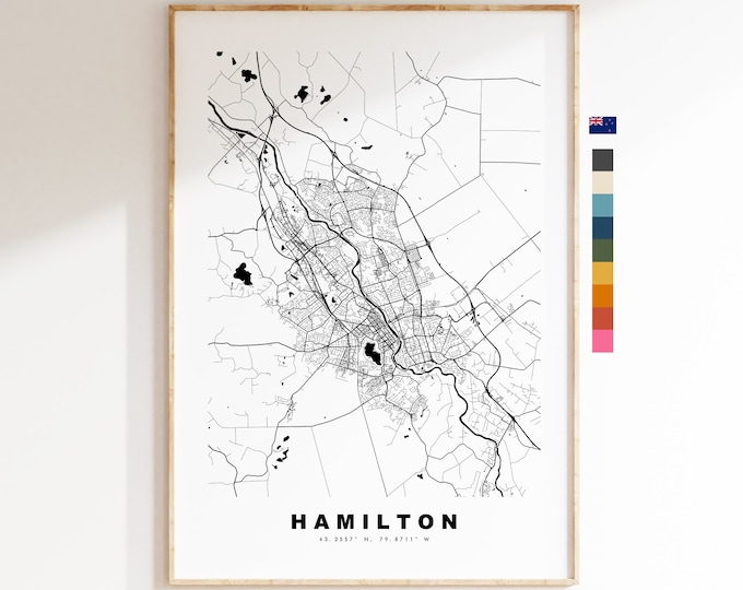 Hamilton Map Print - City Map Poster - Map Wall Art - New Zealand City Maps - Hamilton Print - Hamilton Poster - Minimalist City Map