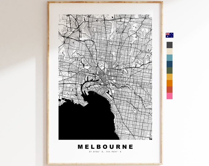 Melbourne Map Print - City Map Poster - Map Wall Art - Australia City Maps - Melbourne Print - Melbourne Poster - Minimalist City Map