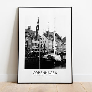 Copenhagen City Poster Print - Black and White Minimalist City Print - Coordinates - Copenhagen Poster - Copenhagen - Denmark Art Print