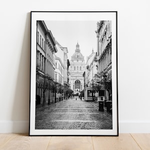 Budapest Streets - Budapest Black and White Photography Print - Fine Art Photography - Architecture - Photography Print - Budapest Cathedral