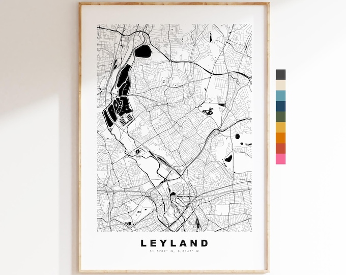 Leyton Map Print - Minimalist City Map Poster - Map Art - UK - Leyton Print - Leyton, London - Different Colours Available