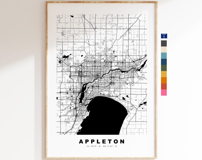 Appleton Map Print - City Map Poster - Map Art - USA City Maps - Appleton Print - Appleton Poster - Minimalist City Map - Wisconsin