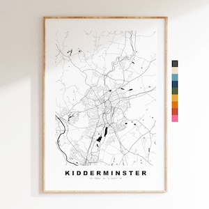 Impresión del mapa de Kidderminster - Póster minimalista con mapa de la ciudad - Arte de mapas - Reino Unido - Impresión de Kidderminster - Kidderminster - Diferentes colores disponibles