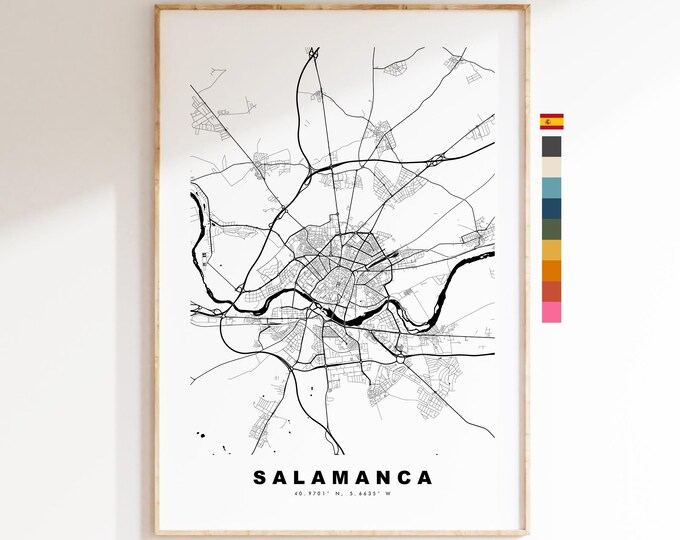 Salamanca Map Print - City Map Poster - Map Art - Map Wall Art - Spain City Maps - Salamanca Print - Salamanca Poster - Minimalist City Map