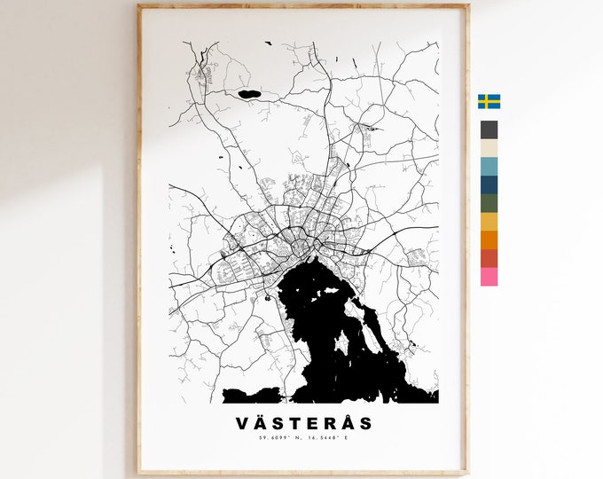 Vasteras Map Print - City Map Poster - Map Wall Art - Sweden City Maps - Västerås Print - Västerås Poster - Minimalist City Map - Sweden