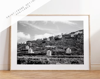 Greek Windmills - Photography Print - Greece - Print - Poster - Santorini Photography - Greece Wall Art - Black and White - Monochrome