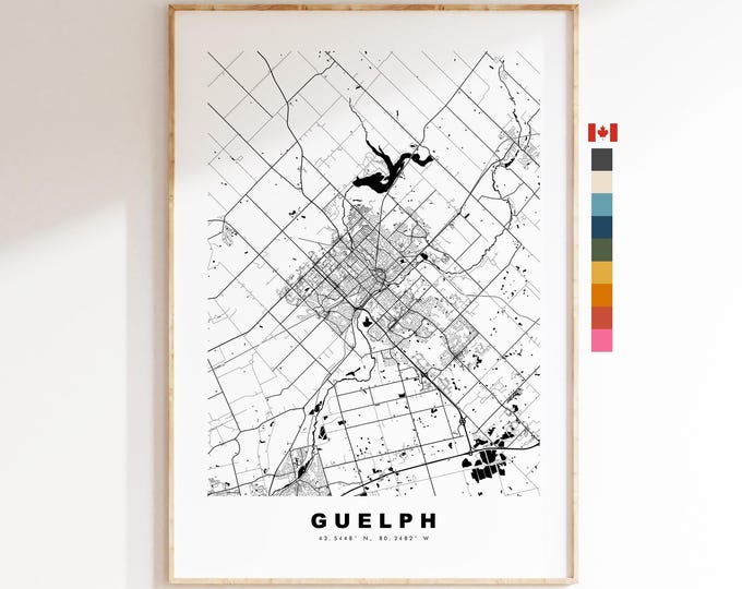 Guelph Map Print - City Map Poster - Map Art - Map Wall Art - Canada City Maps - Guelph Print - Guelph Poster - Minimalist City Map