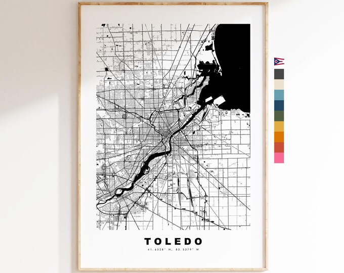Toledo Map Print - City Map Poster - Map Art - USA City Maps - Toledo Print - Toledo Poster - Minimalist City Map - Ohio