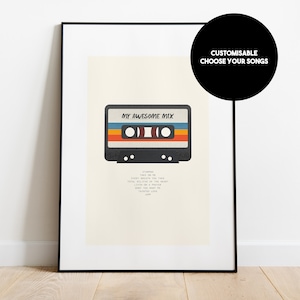 Personalised Awesome Mix Print - Awesome Mix - Music Lover Gift - Custom Christmas Anniversary Birthday -Retro Decor Gift - Music Print