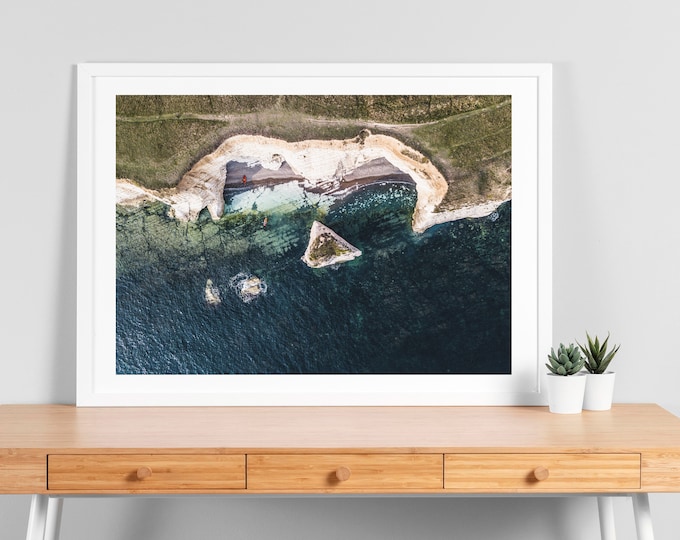 Kayaking Landscape Print - Coastal Photography Print - Isle of Wight - Sea Kayaking - Cliffs - Seascape - Red Kayak - Photography - Fine Art