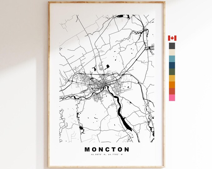 Moncton Map Print - City Map Poster - Map Art - Map Wall Art - Canada City Maps - Moncton Print - Moncton Poster - Minimalist City Map