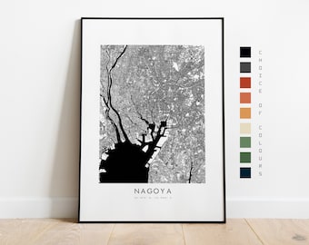 Nagoya Map Print - City Map Poster - Map Art - Map Wall Art - Japan City Map - Nagoya Print - Nagoya Poster - Wall Art - Map - Asia