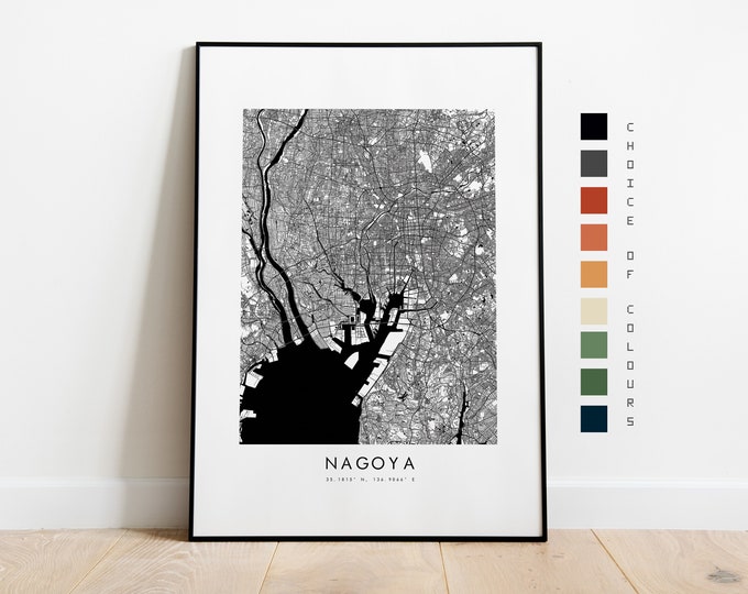 Nagoya Map Print - City Map Poster - Map Art - Map Wall Art - Japan City Map - Nagoya Print - Nagoya Poster - Wall Art - Map - Asia
