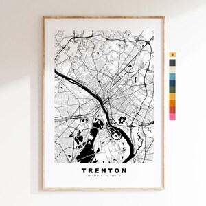 Trenton Carte de la ville Imprimer - impression de carte - art de la carte - estampes ou impressions encadrées - minimaliste - États-Unis