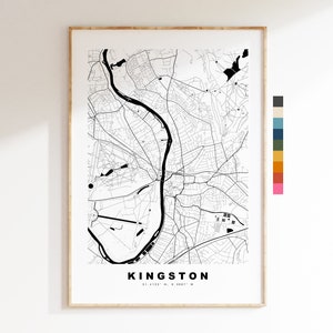 Impresión de mapa de Kingston upon Thames - Póster de mapa de ciudad minimalista - Arte de mapas - Londres, Reino Unido - Impresión de Kingston - Póster - Diferentes colores disponibles