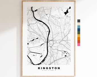 Kingston upon Thames Map Print - Minimalist City Map Poster - Map Art - London, UK - Kingston Print - Poster - Different Colours Available