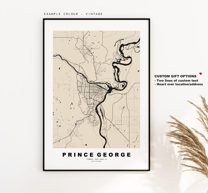 Price George Map Prince George Map Print - City Map Poster - Map Art - Map Wall Art ...