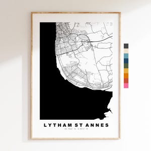 Impresión del mapa de Lytham St Annes - Póster minimalista de mapa de la ciudad - Arte cartográfico - Reino Unido - Impresión de Lytham St Annes - Lancashire - Diferentes colores disponibles