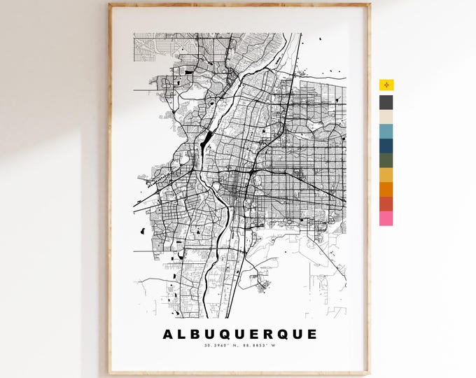 Albuquerque Map Print - City Map Poster - Map Art - USA City Maps - Albuquerque Print -  Poster - Minimalist City Map - New Mexico