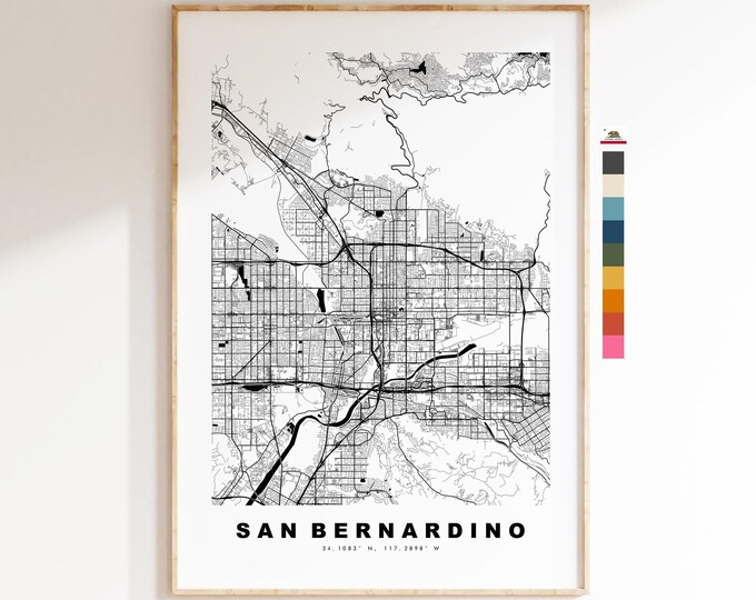 San Bernardino Map Print - City Map Poster - Map Art - USA City Maps - TEST Print - TEST Poster - Minimalist City Map - California
