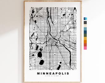 Minneapolis Map Print - City Map Poster - Map Art - USA City Maps - Minneapolis Print - Minneapolis Poster - Minimalist City Map - Minnesota