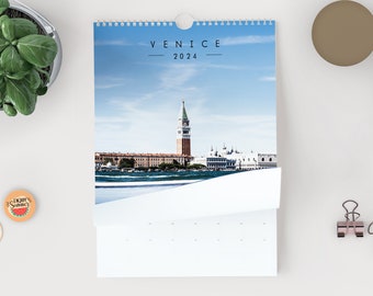 Calendario da parete Venezia 2024 - Calendario da parete A3 - Venezia - Venezia - Italia - Regalo - Capodanno - Calendario - Calendario fotografico - Belle Arti