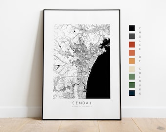 Sendai Map Print - City Map Poster - Map Art - Map Wall Art - Japan City Map - Sendai Print - Sendai Poster - Wall Art - Map - Asia