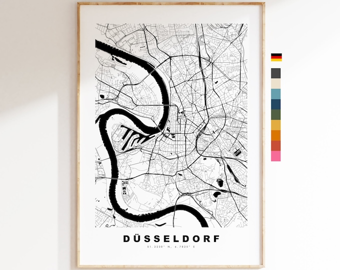 Dusseldorf Map Print - City Map Poster - Map Wall Art - Germany City Maps - Düsseldorf Print - Düsseldorf Poster - Minimalist City Map