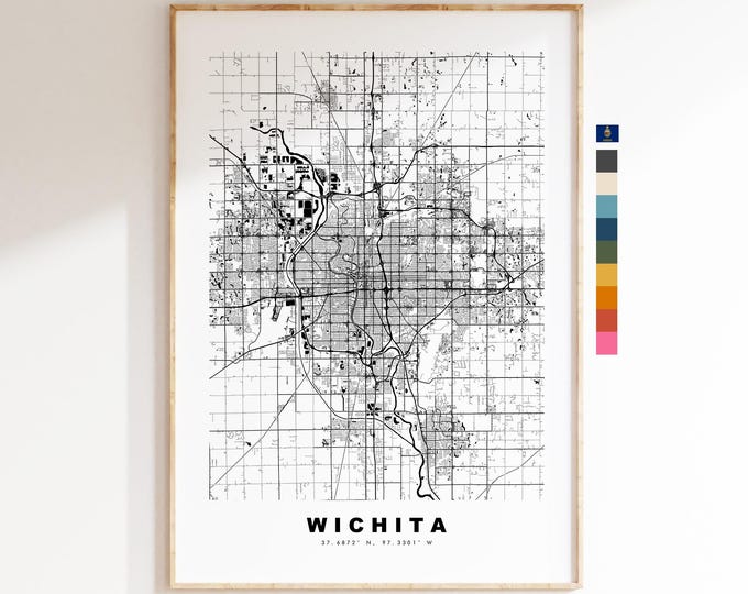 Wichita Map Print - City Map Poster - Map Art - USA City Maps - Wichita Print - Wichita Poster - Minimalist City Map - Kansas