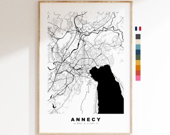 Annecy Map Print - City Map Poster - Map Wall Art - France City Maps - Annecy Print - Annecy Poster - Minimalist City Map - France