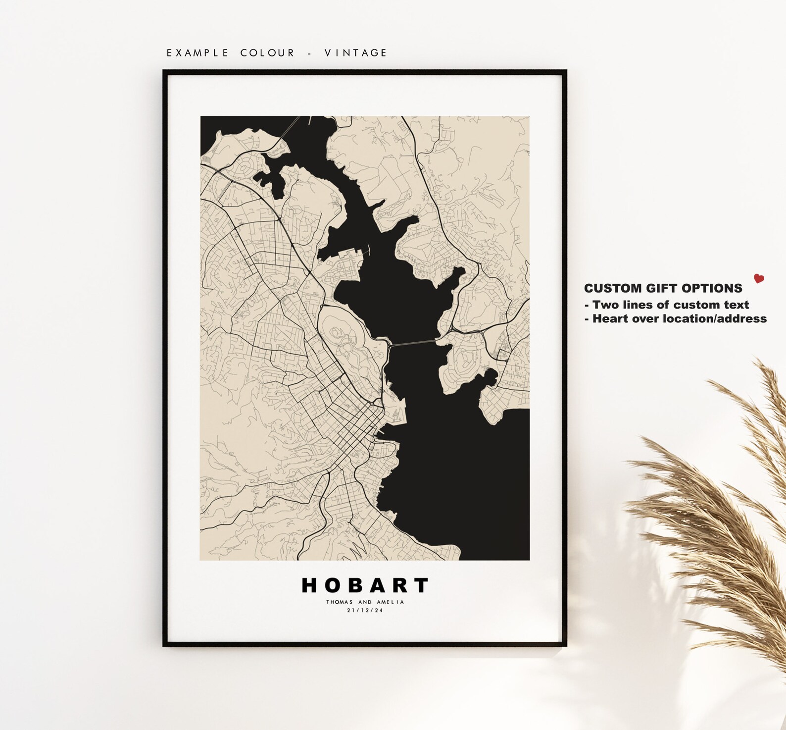 Hobart Map Print - City Map Poster - Map Wall Art - Australia City Maps ...