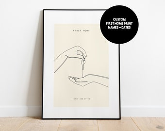 First Home Print - Personalised Typography Print - Line Art - First House - First Home - House Keys - Gift for First Home - Our First Home