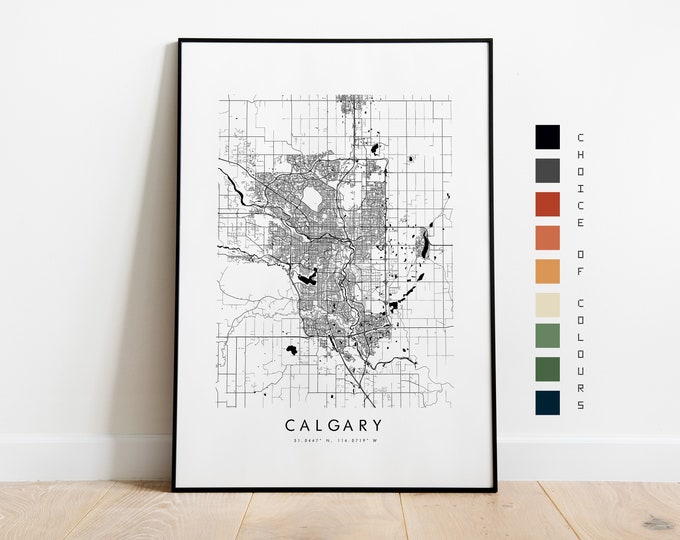 Calgary Map Print - City Map Poster - Map Art - Map Wall Art - Canada City Map - Calgary Print - Calgary Poster - Wall Art  - Minimalist