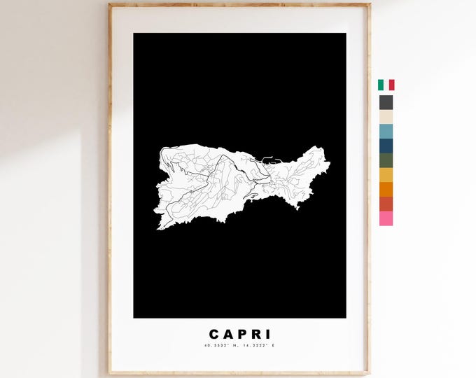 Capri Map Print - Island Map Poster - Map Art - Map Wall Art - Italy Maps - Capri Print - Capri Poster - Minimalist Map