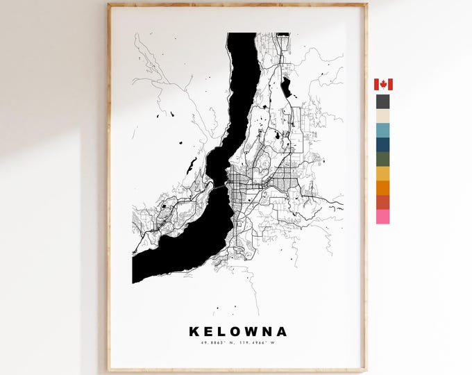 Kelowna Map Print - City Map Poster - Map Art - Map Wall Art - Canada City Maps - Kelowna Print - Kelowna Poster - Minimalist City Map