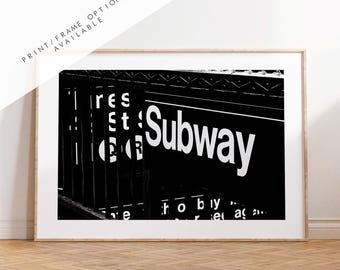 Subway Sign Print - New York Print - Fine Art Photography Print - New York Photography - Black and White - New York Poster  - Metro - Subway