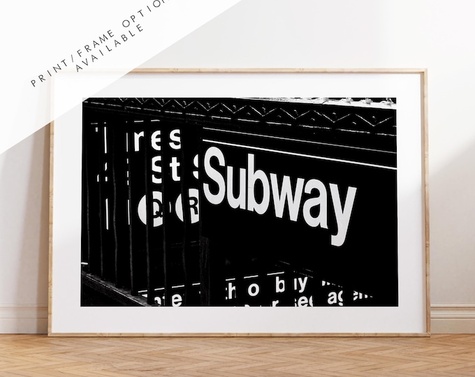 Subway Sign Print - New York Print - Fine Art Photography Print - New York Photography - Black and White - New York Poster  - Metro - Subway