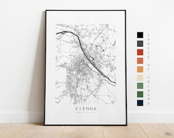 Vienna Map Print - City Map Poster - Map Art - Map Wall Art - Austria City Map - Vienna Print - Vienna Poster - Wall Art - Europe - Vienna