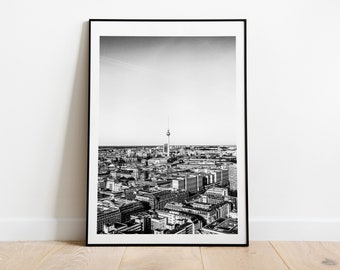 Berlin Skyline Black and White Photography Print - Berlin Print - Clock - Berlin Wall Art - Fine Art Photography Print - Monochrome