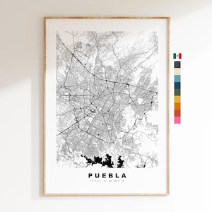 Puebla Map Print - City Map Poster - Map Art - Map Wall Art - Mexico City Maps - Puebla Print - Puebla Poster - Minimalist City Map
