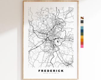 Frederick Map Print - City Map Poster - Map Art - USA City Maps - Frederick Print - Frederick Poster - Minimalist City Map - Maryland