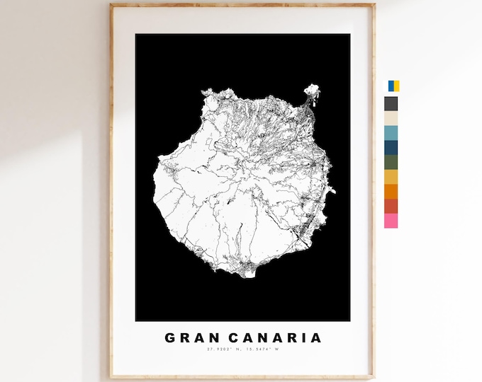 Gran Canaria Map Print - Map Poster - Map Art - Map Wall Art - Spain Maps - Gran Canaria Print - Canary Islands Poster - Minimalist Map
