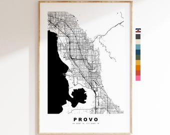 Provo Map Print - City Map Poster - Map Art - USA City Maps - Provo Print - Provo Poster - Minimalist City Map - Utah