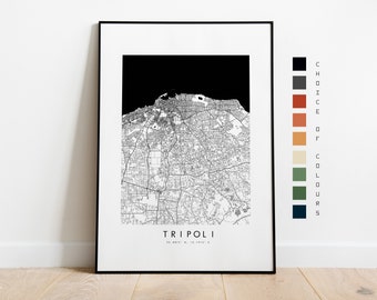 Tripoli Map Print - City Map Poster - Map Art - Map Wall Art - Libya City Map - Tripoli Print - Tripoli Poster - Wall Art - Africa