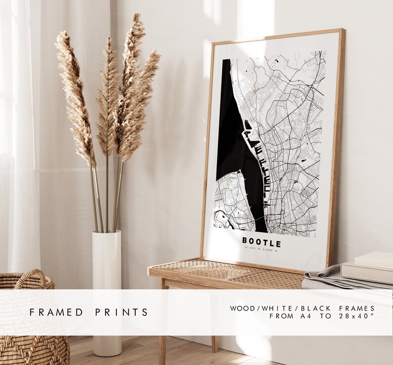 Bootle Map Print - Minimalist City Map Poster - Map Art - UK - Bootle ...