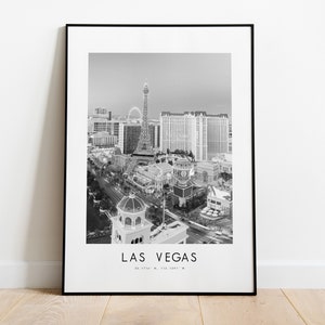 Las Vegas City Poster Print - Black and White Minimalist City Print - Coordinates - Las Vegas Poster - Las Vegas Art Print - Hallway Art