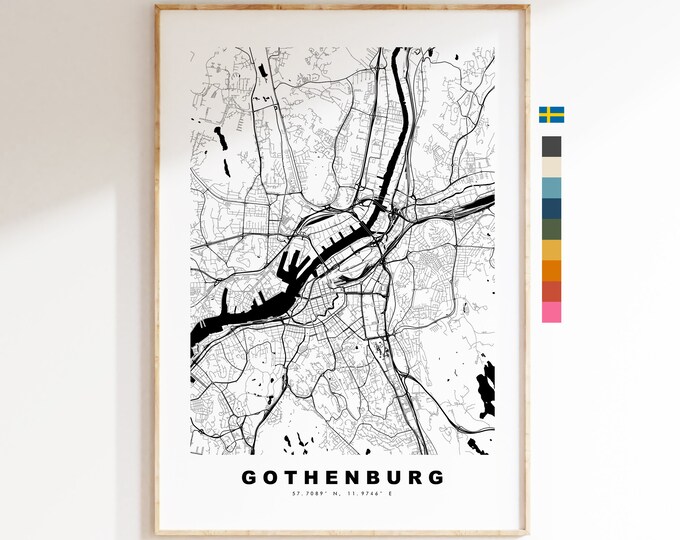 Gothenburg Map Print - City Map Poster - Map Wall Art - Sweden City Maps - Gothenburg Print - Gothenburg Poster - Minimalist City Map