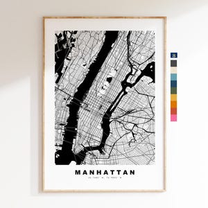 Manhattan Stadsplattegrond Print - kaartprint - kaartkunst - prints of ingelijste prints - minimalistisch - Verenigde Staten